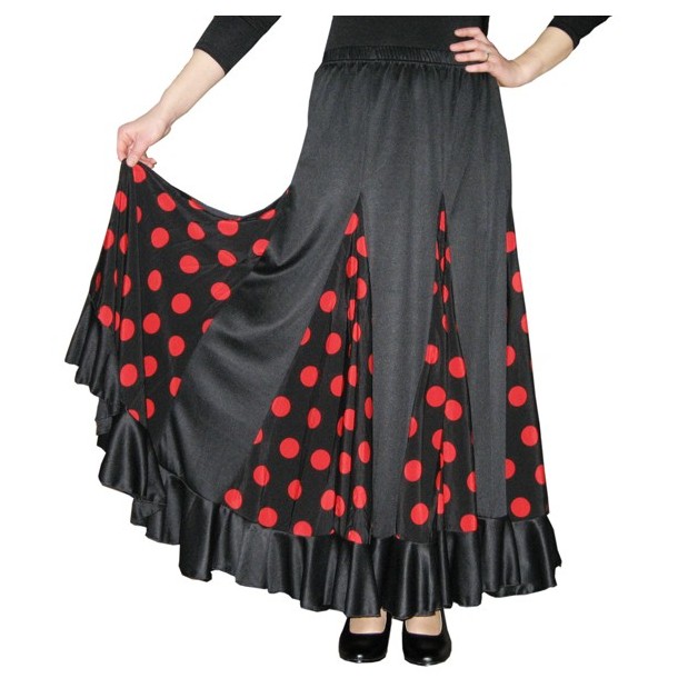 Falda de Flamenca / Sevillana para Mujer con Volantes y Lunares Verde y  Negro