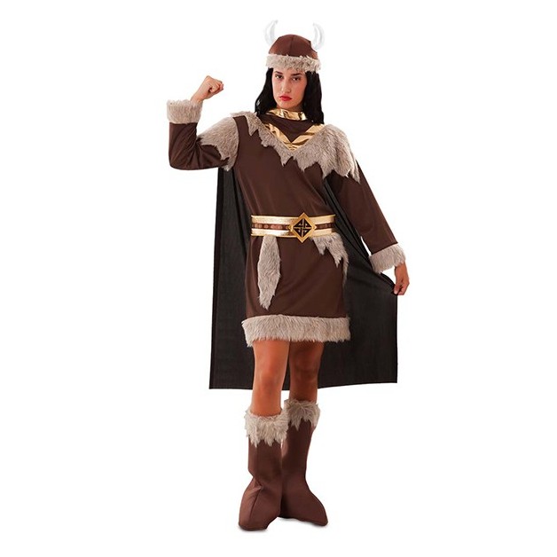 Disfraz de vikingo con capa, casco y cubre botas para mujer por 29,95 €