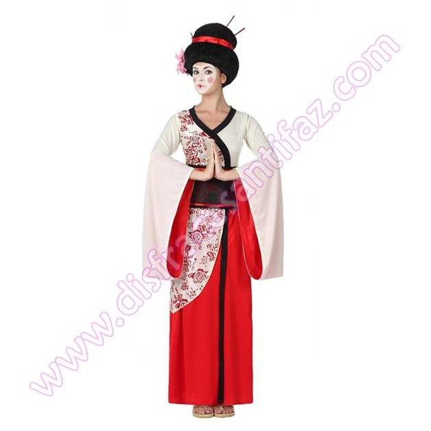 Disfraz de geisha rojo