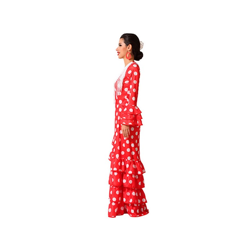 Disfraz de flamenca rojo y blanco para mujer