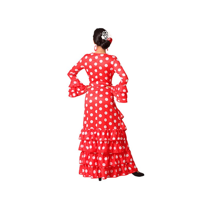 Vestido de Flamenca / Sevillana para Mujer Color Negro y Rojo con Lunares II