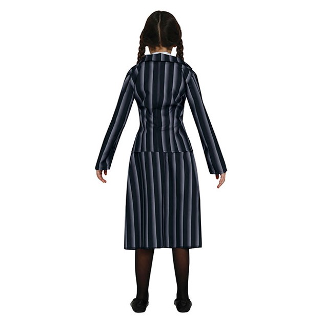 Disfraz De Miércoles Para Niña Con Peluca Y Joyas | Vestido Gótico Halloween 8 Piezas, Tallas 130-140 Cm